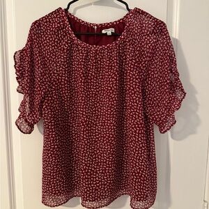 Madewell Red and White Patterned Blouse